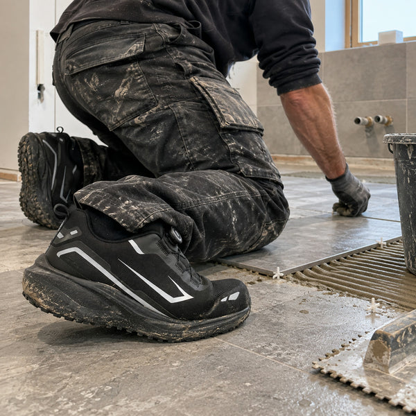 IconWorker Drift while kneeling to lay floor tiles
